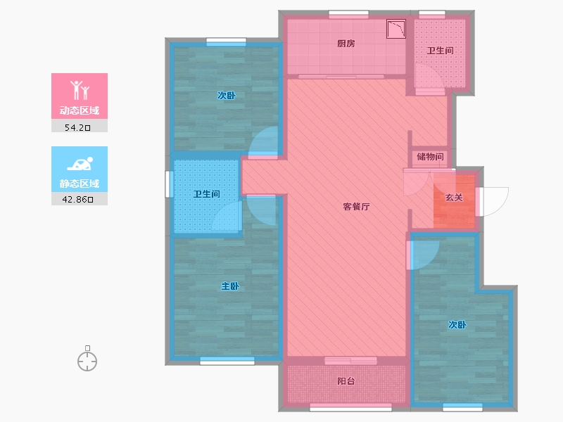 河北省-唐山市-万科公园大道-84.45-户型库-动静分区