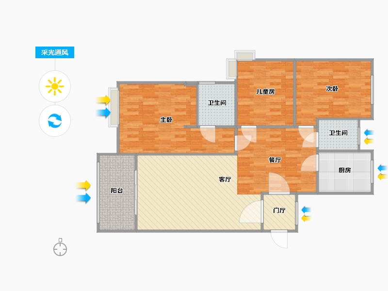 浙江省-衢州市-金月湾-96.27-户型库-采光通风