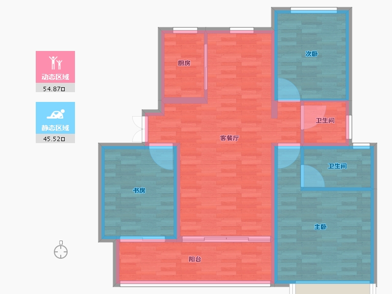 江苏省-南京市-昱龙府-90.41-户型库-动静分区