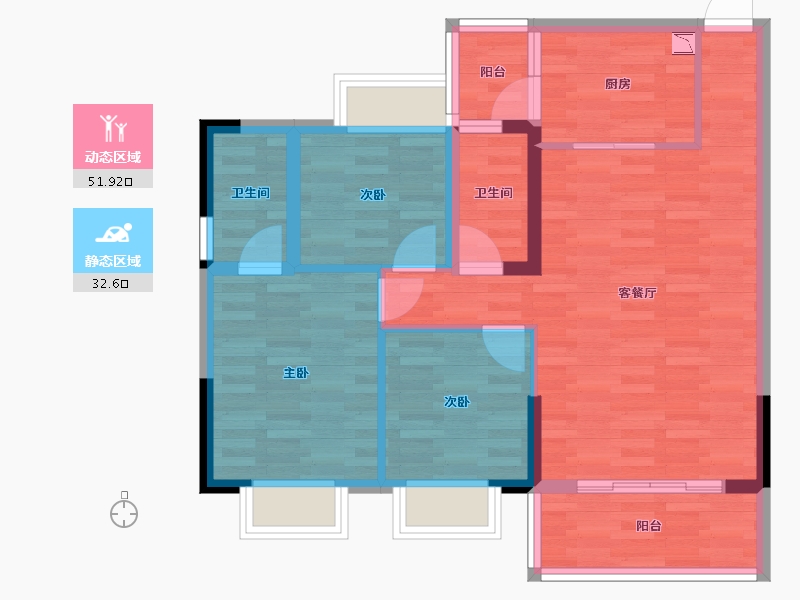 广东省-珠海市-前锋雅苑-75.06-户型库-动静分区