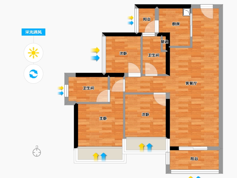 广东省-佛山市-顺德龙光玖龙府-68.02-户型库-采光通风