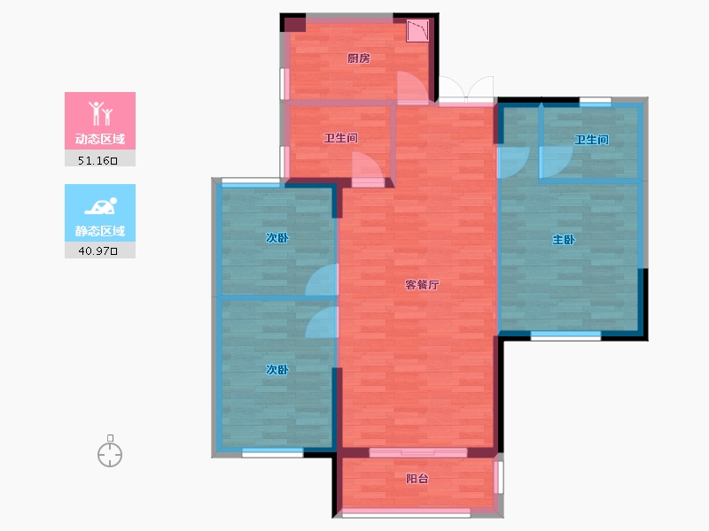 湖北省-宜昌市-宜昌碧桂园-83.05-户型库-动静分区