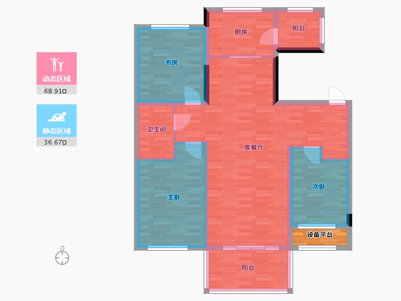 辽宁省-盘锦市-泰郡三期-97.40-户型库-动静分区