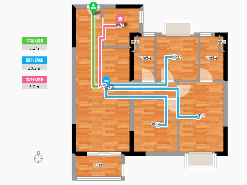 湖南省-长沙市-万科魅力之城-73.88-户型库-动静线