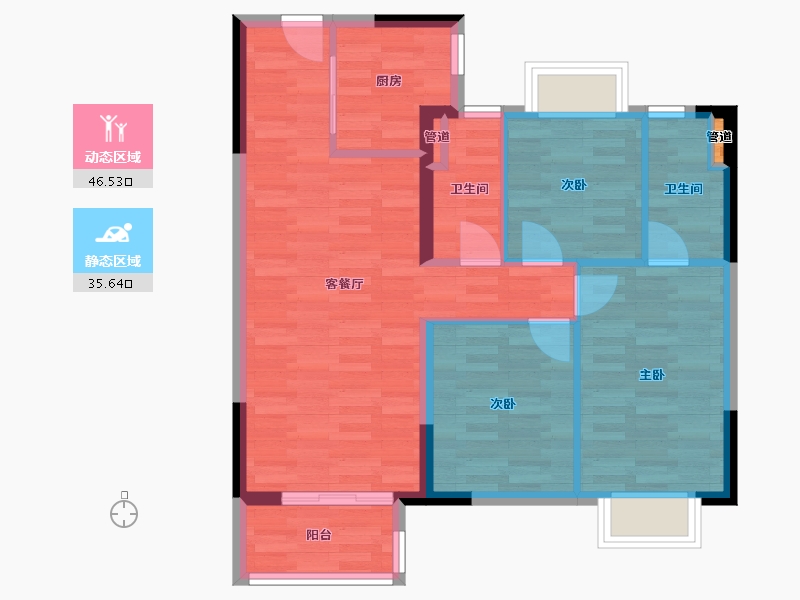 湖南省-长沙市-万科魅力之城-73.88-户型库-动静分区