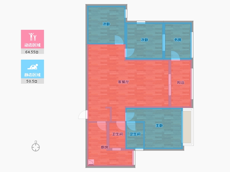 湖北省-恩施土家族苗族自治州-飞扬华府-102.63-户型库-动静分区