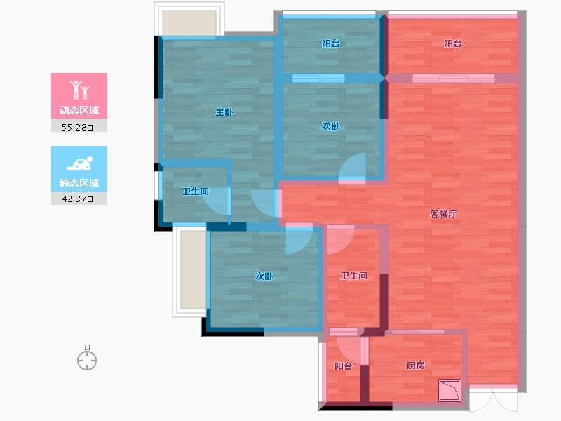 贵州省-遵义市-惠邦国际城-85.69-户型库-动静分区