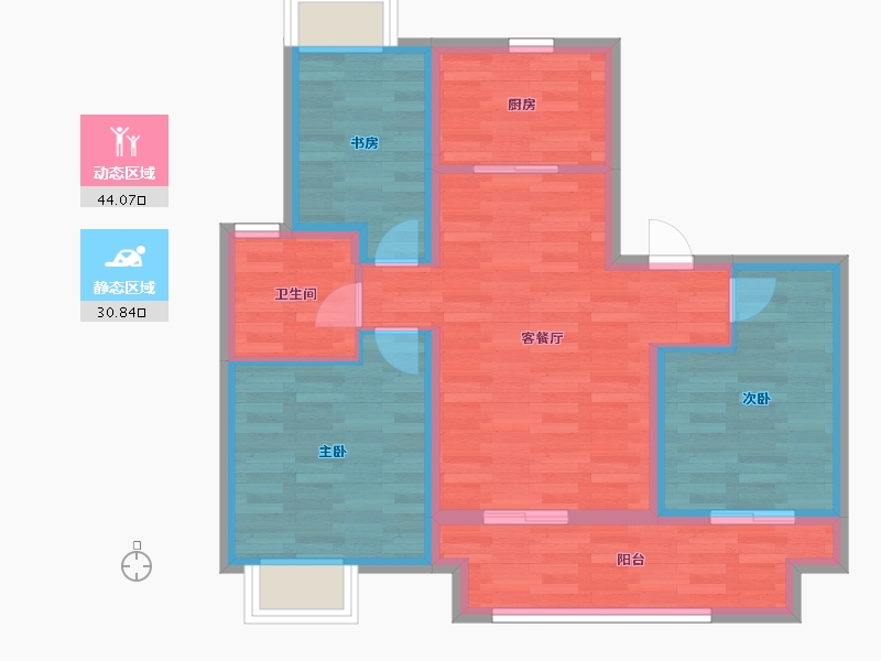 江苏省-苏州市-印江南花园-66.00-户型库-动静分区