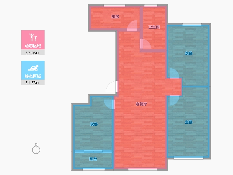 山东省-潍坊市-茅埠新村-98.58-户型库-动静分区