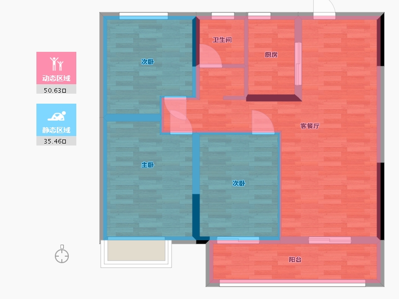 湖南省-株洲市-香江悦府-76.92-户型库-动静分区