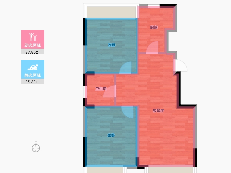 辽宁省-大连市-绿地・香树花城-57.26-户型库-动静分区