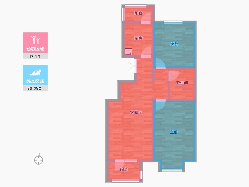 北京-北京市-蓝河湾-66.42-户型库-动静分区