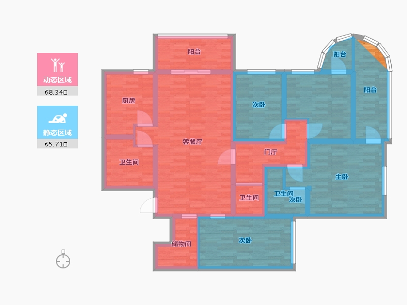 上海-上海市-万都花园-118.57-户型库-动静分区