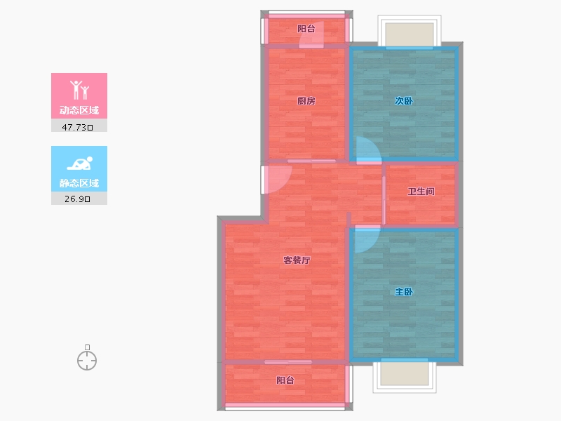 天津-天津市-学畔馨园-66.51-户型库-动静分区