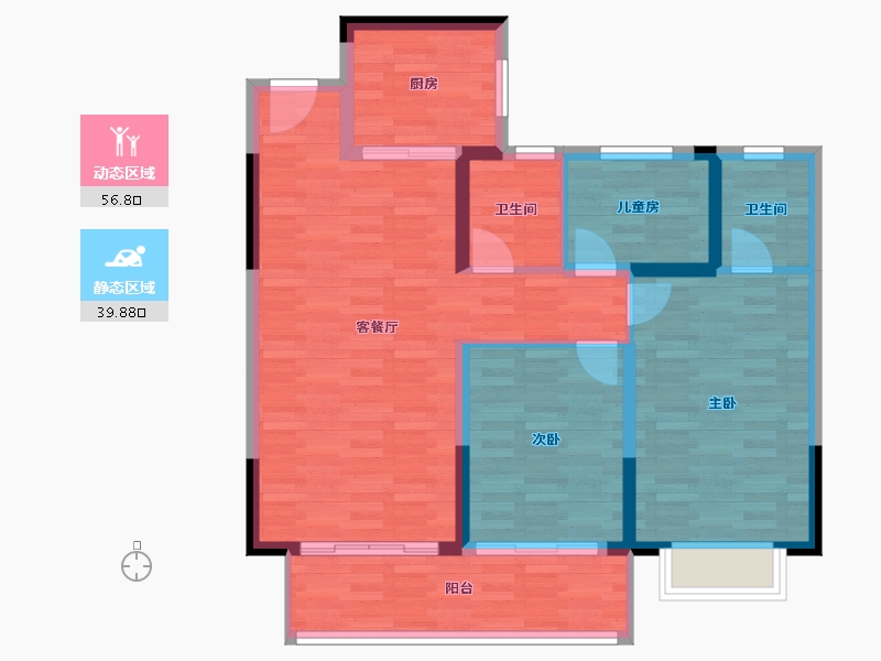 湖北省-黄石市-居然悦秀大都会-87.03-户型库-动静分区