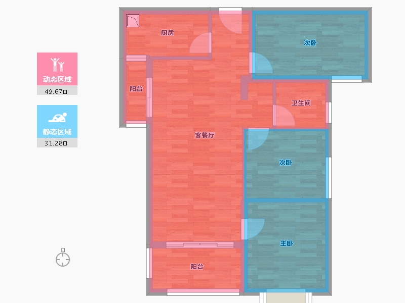 福建省-泉州市-东海湾御花园-72.24-户型库-动静分区