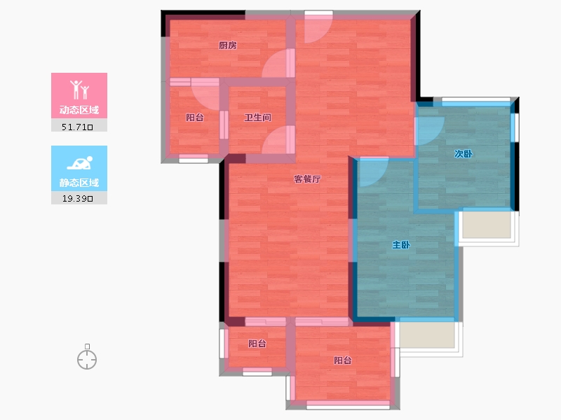 重庆-重庆市-淳德·壹号公馆-62.32-户型库-动静分区