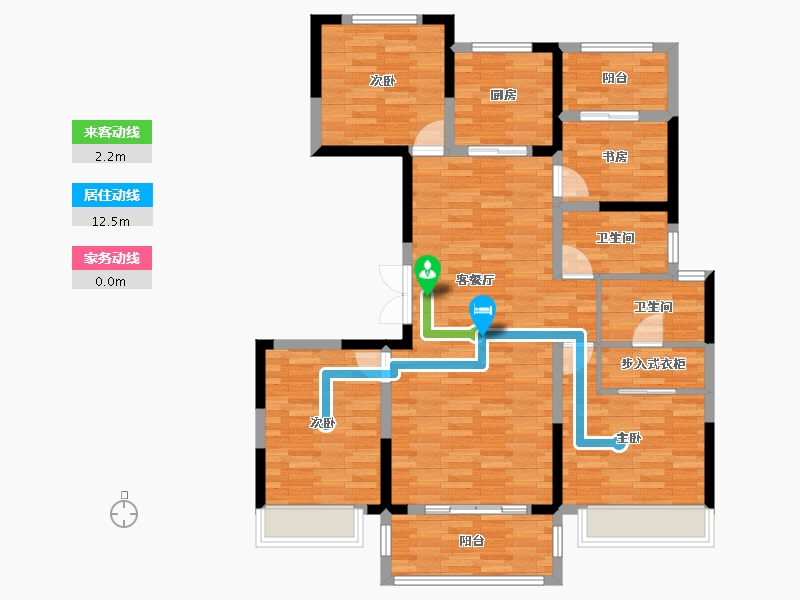 陕西省-西安市-世园林逸-105.35-户型库-动静线