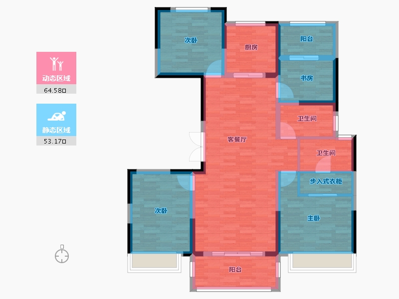 陕西省-西安市-世园林逸-105.35-户型库-动静分区