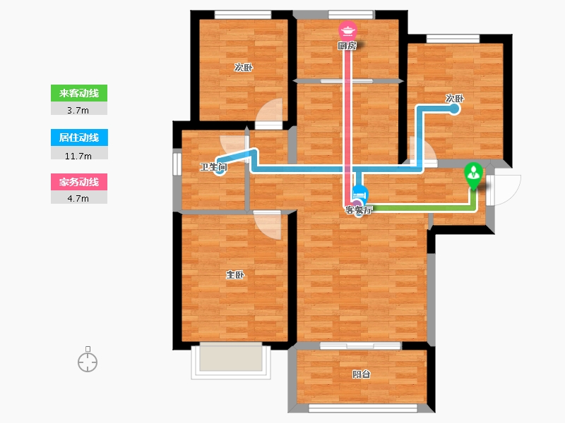 陕西省-西安市-天地源・曲江香都-76.60-户型库-动静线