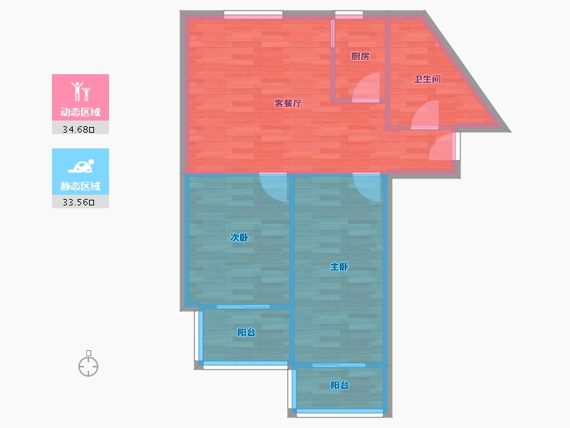 北京-北京市-百环花园-61.73-户型库-动静分区