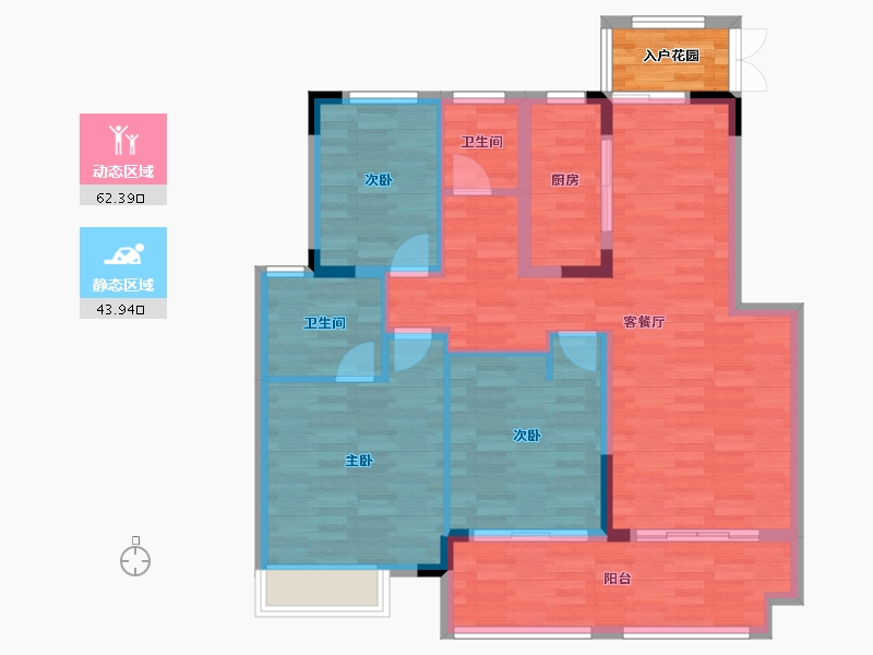 江苏省-淮安市-明发金色水岸-99.41-户型库-动静分区