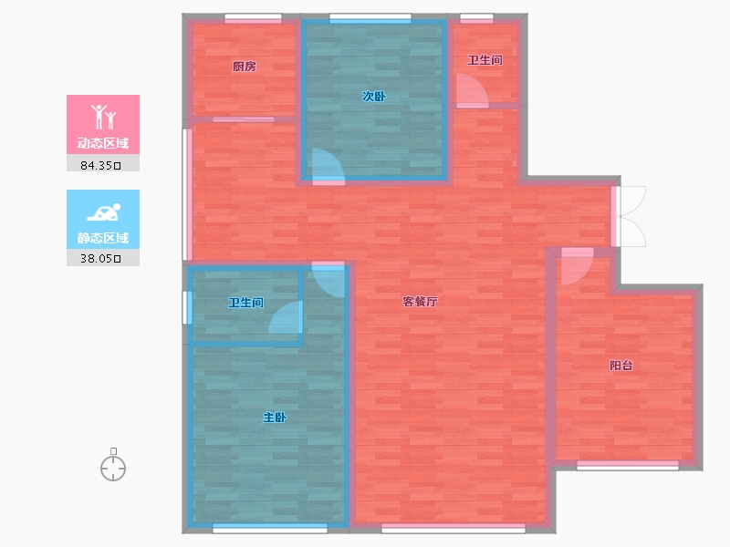 内蒙古自治区-呼和浩特市-万锦合泰-110.33-户型库-动静分区