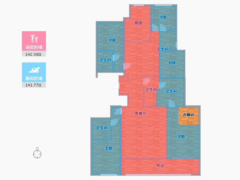 浙江省-杭州市-凤起潮鸣-271.01-户型库-动静分区