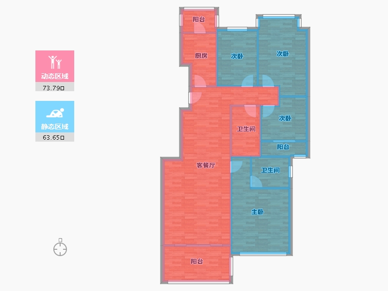 陕西省-西安市-紫薇田园都市-126.07-户型库-动静分区