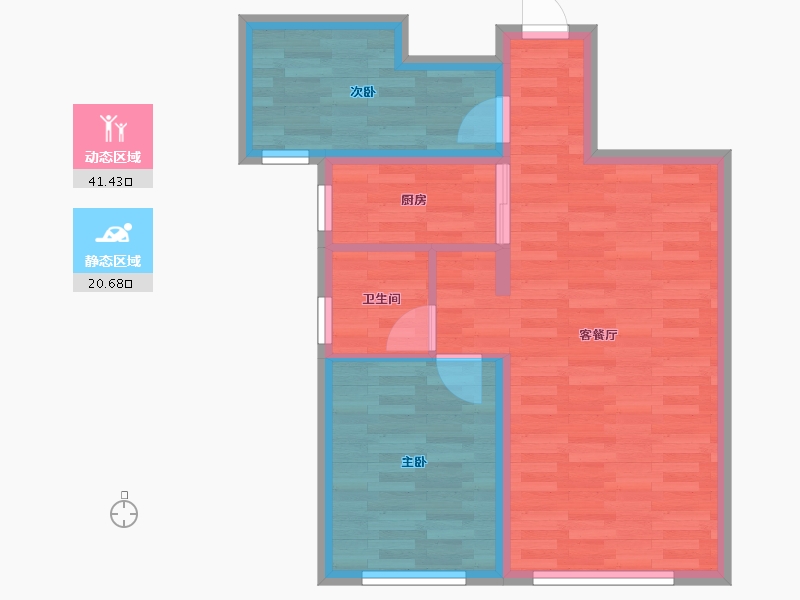 新疆维吾尔自治区-乌鲁木齐市-桃源九点阳光-55.29-户型库-动静分区