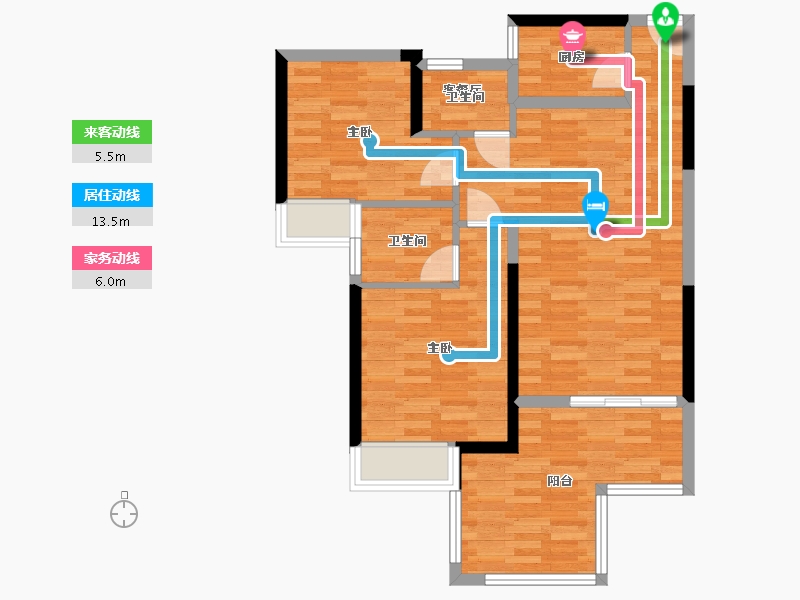 湖北省-黄冈市-麻城时代广场-74.71-户型库-动静线