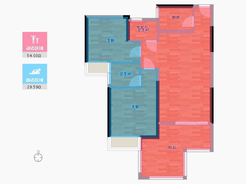 湖北省-黄冈市-麻城时代广场-74.71-户型库-动静分区