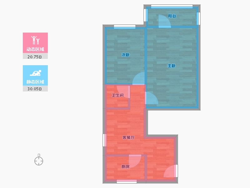 北京-北京市-建欣苑四里-45.03-户型库-动静分区