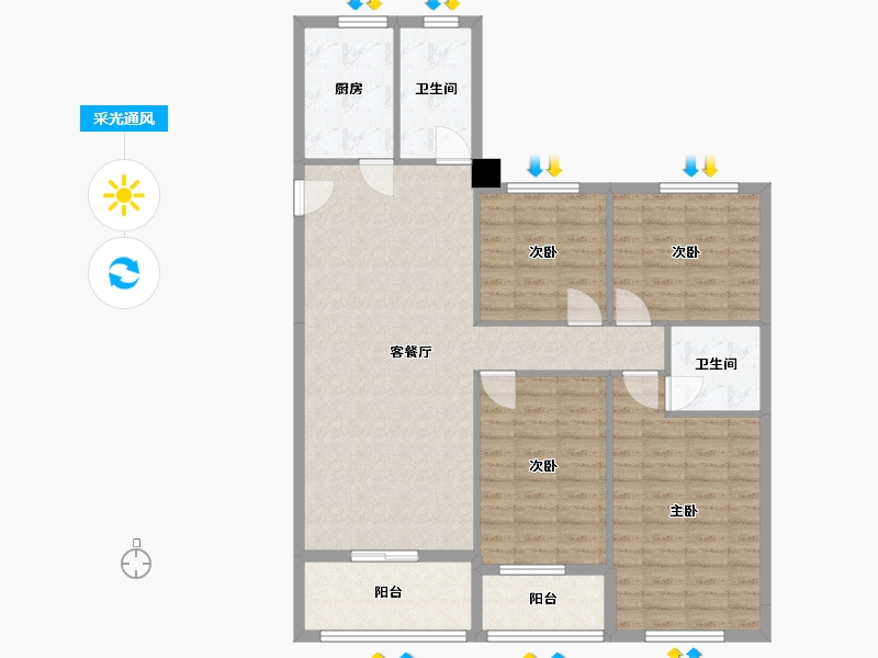 湖北省-仙桃市-春天桃花源-110.26-户型库-采光通风