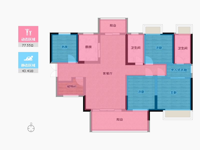 四川省-遂宁市-听澜-106.74-户型库-动静分区