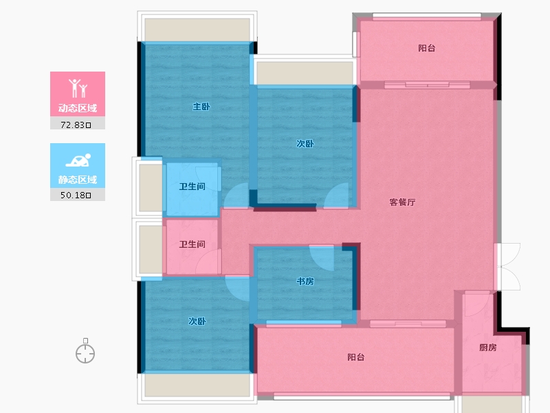 湖南省-衡阳市-万恒・白金汉宫-110.00-户型库-动静分区