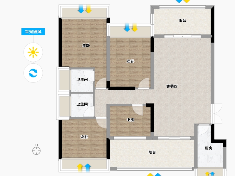 湖南省-衡阳市-万恒・白金汉宫-110.00-户型库-采光通风