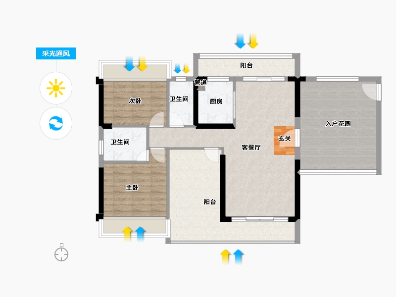 广东省-深圳市-天润嘉园-97.00-户型库-采光通风