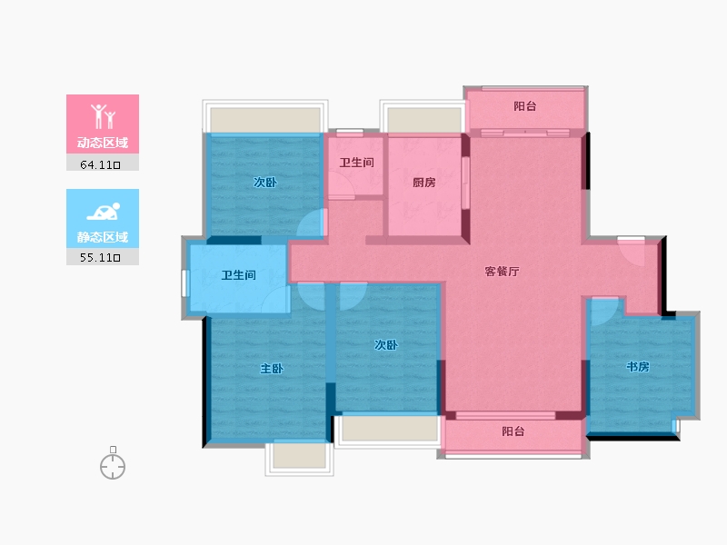 广西壮族自治区-桂林市-财茂印象恭城-106.64-户型库-动静分区