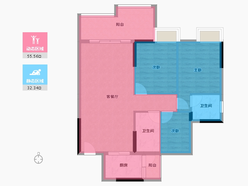 广东省-清远市-凯洋公馆-79.06-户型库-动静分区