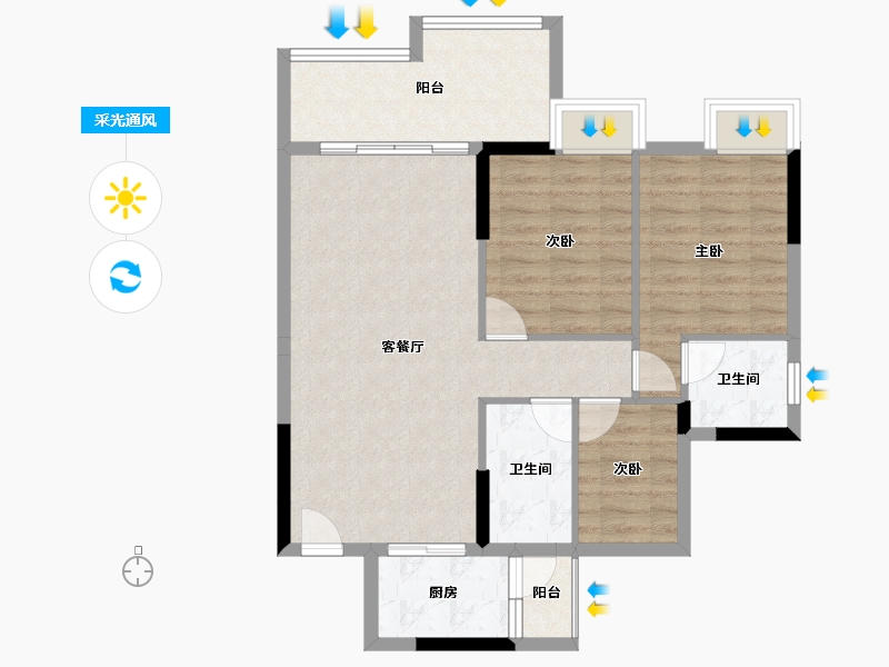 广东省-清远市-凯洋公馆-79.06-户型库-采光通风