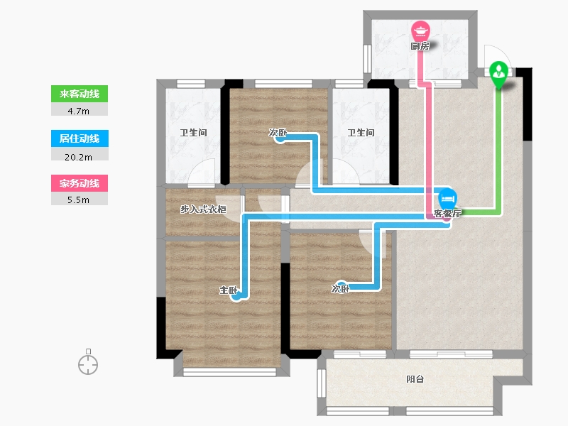 江苏省-徐州市-汉城源筑-86.80-户型库-动静线