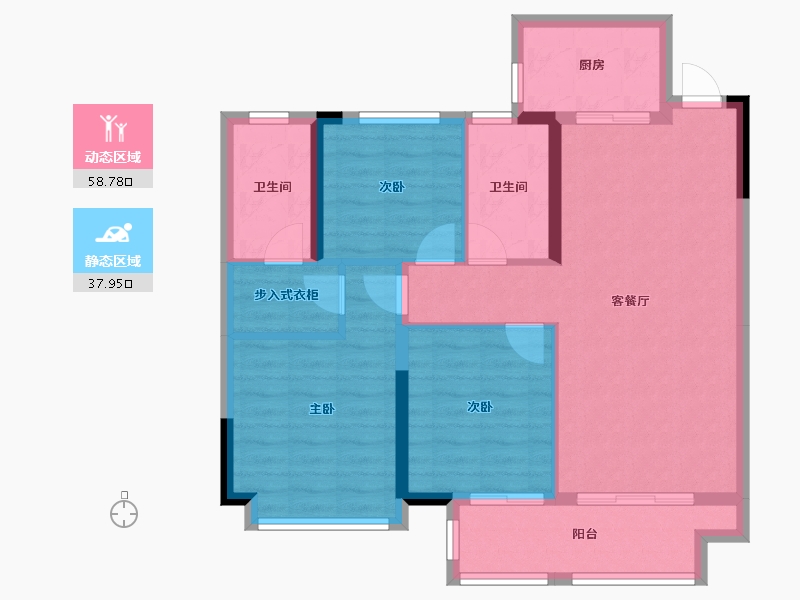 江苏省-徐州市-汉城源筑-86.80-户型库-动静分区