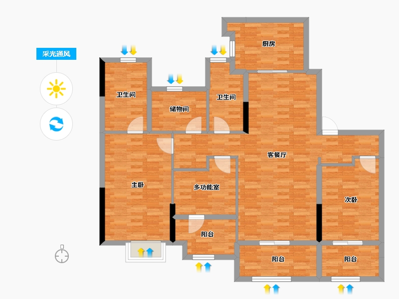 浙江省-嘉兴市-秀湖金茂府-119.29-户型库-采光通风