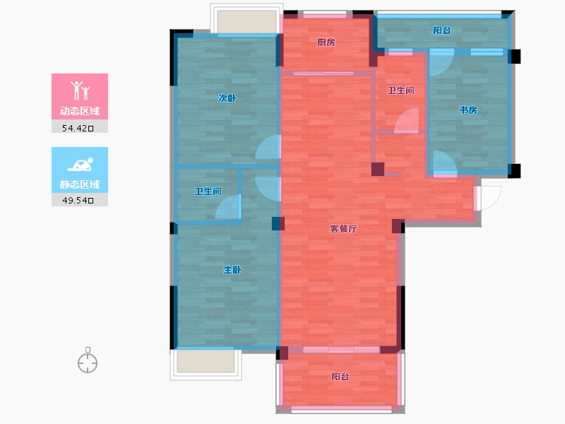 湖北省-天门市-北湖-93.68-户型库-动静分区