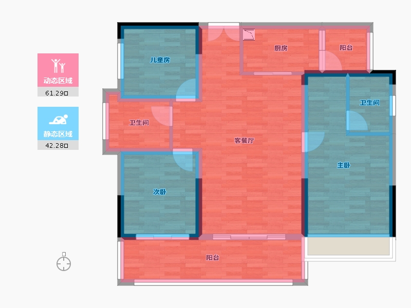 四川省-绵阳市-江油置信花园城-92.53-户型库-动静分区