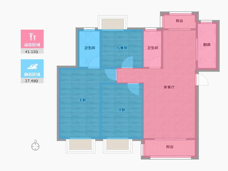 湖北省-武汉市-武地电建君樾府-71.12-户型库-动静分区