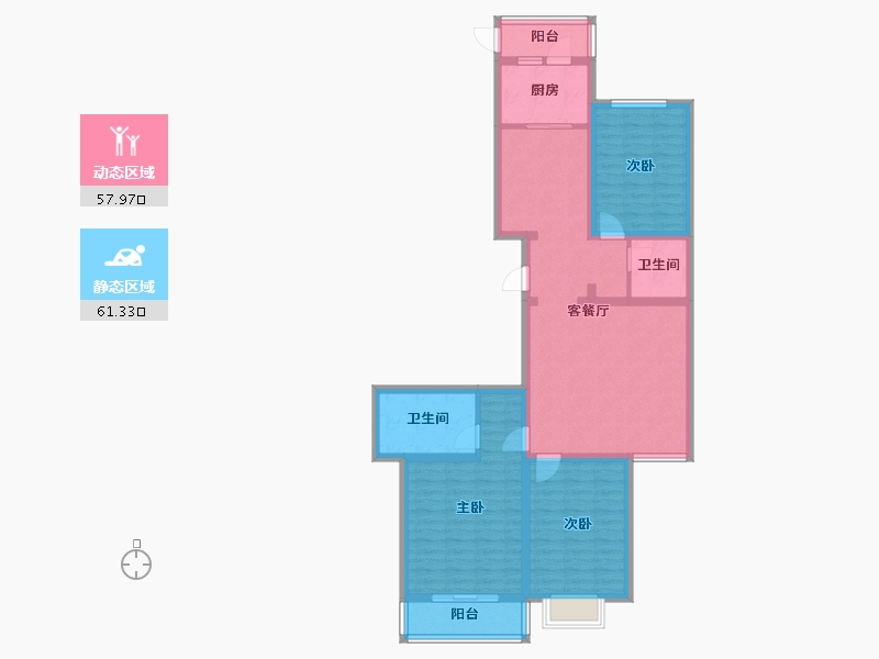 山西省-太原市-古寨小区-106.09-户型库-动静分区