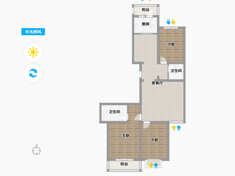 山西省-太原市-古寨小区-106.09-户型库-采光通风