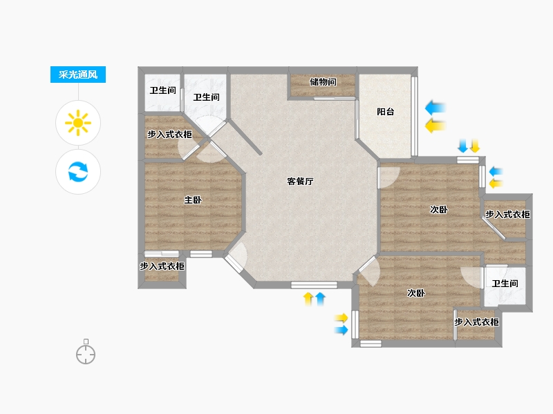 Florida-Orange-Promenade-95.76-户型库-采光通风